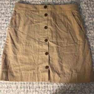 J. Crew Factory Tan Beige Linen Blend Button-Front Mini Skirt